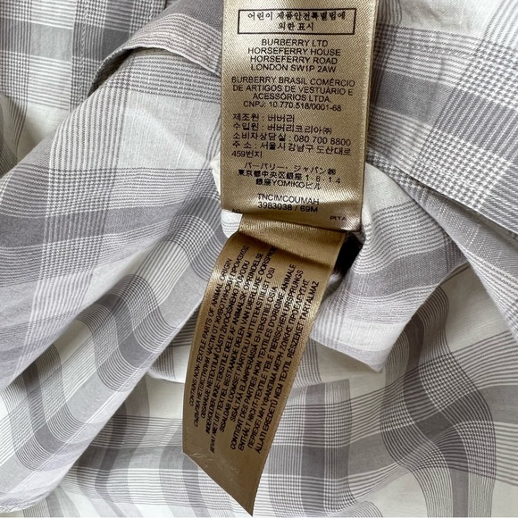 Burberry Brit Nova Check Checkered Flannel Pattern Button Down Shirt Gray White - Picture 10 of 10